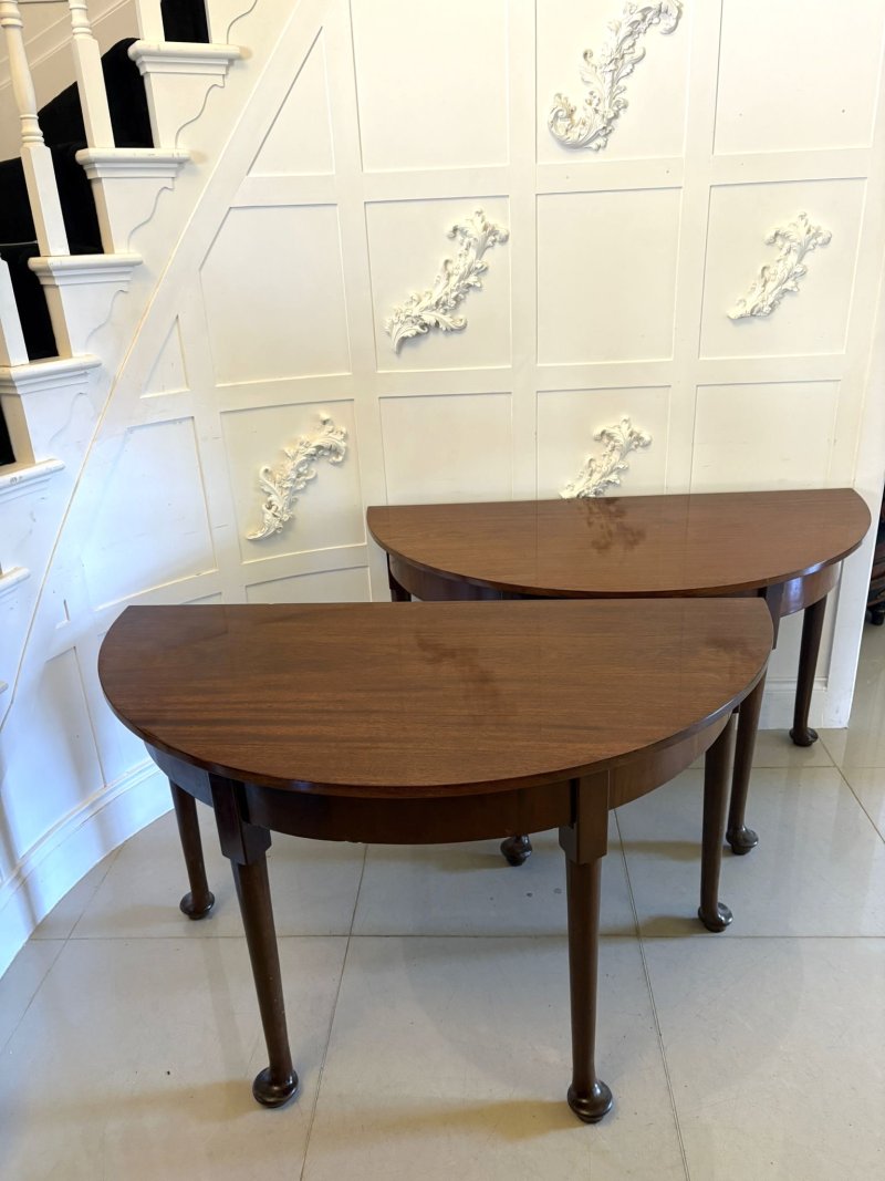 Antique Rare Georgian Figured Mahogany Metamorphic Dining Table Console Pair 12 Seater - Image 5